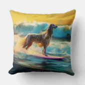アフガンハウンドビーチサーフィン絵画ズ クッション (正面)