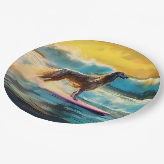 アフガンハウンドビーチサーフィン絵画ズ ペーパープレート (アングル)