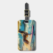 アフガンハウンドビーチサーフィン絵画ズ ラゲッジタグ (正面縦)