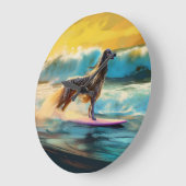 アフガンハウンドビーチサーフィン絵画ズ ラージ壁時計 (傾斜)