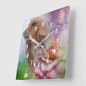 アフガンハウンドファンタジーフラワーズドッグアート スクエア壁時計 (傾斜)