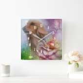 アフガンハウンドファンタジーフラワーズドッグアート スクエア壁時計 (ホーム)