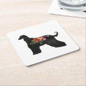 アフガンハウンドフローラボヘミアンサドル スクエアペーパーコースター (アングル)