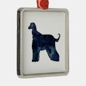 アフガンハウンドブラックウォーターカラーシルエット メタルオーナメント (右)