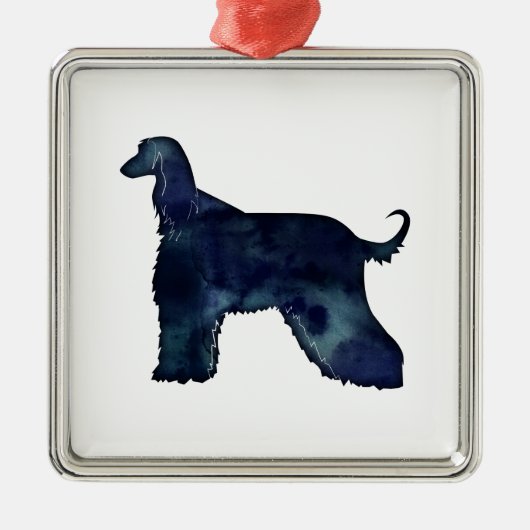 アフガンハウンドブラックウォーターカラーシルエット メタルオーナメント (正面)