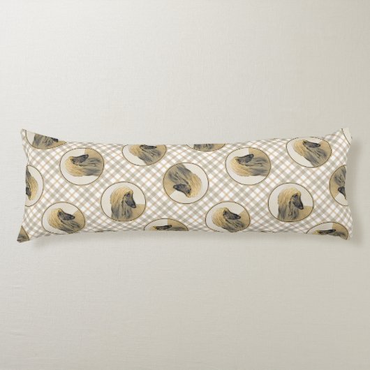 アフガンハウンドブラックマスク絵を描レッドのペットドッグアート ボディピロー (正面)