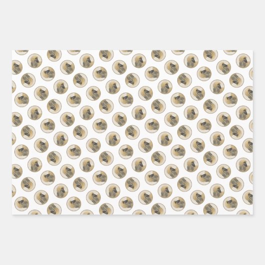 アフガンハウンドブラックマスク絵を描レッドのペットドッグアート ラッピングペーパーシート (正面2)