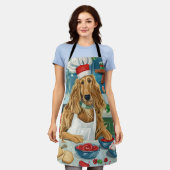 アフガンハウンドホリデーベーキング:フェスティバルクリスマス エプロン (着用した状態)