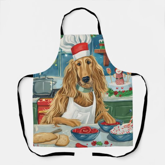 アフガンハウンドホリデーベーキング:フェスティバルクリスマス エプロン (正面)