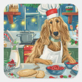 アフガンハウンドホリデーベーキング:フェスティバルクリスマス スクエアシール (正面)