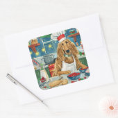 アフガンハウンドホリデーベーキング:フェスティバルクリスマス スクエアシール (封筒)