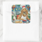 アフガンハウンドホリデーベーキング:フェスティバルクリスマス スクエアシール (バッグ)