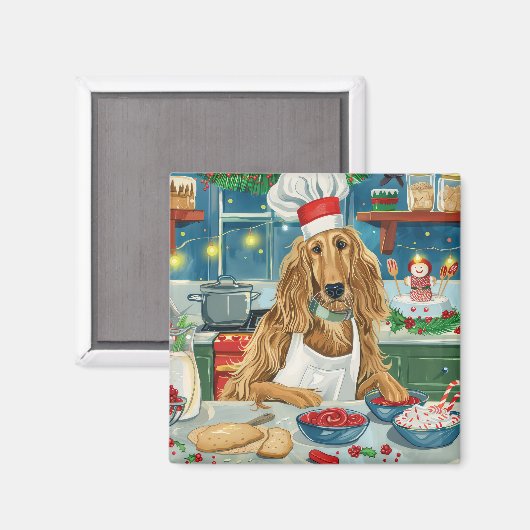 アフガンハウンドホリデーベーキング:フェスティバルクリスマス マグネット (正面/裏面)
