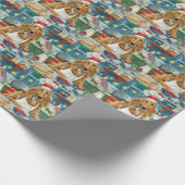 アフガンハウンドホリデーベーキング:フェスティバルクリスマス ラッピングペーパー (角)