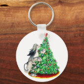 アフガンハウンドリーチゴールドミノブルークリーム キーホルダー (正面)