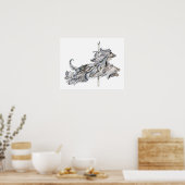 アフガンハウンド回転木馬ジャンプ ポスター (キッチン)