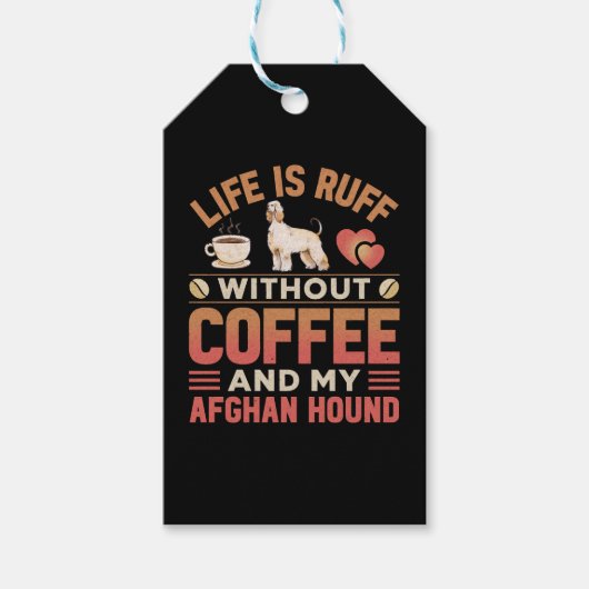 アフガンハウンド犬とコーヒー ギフトタグ (正面)