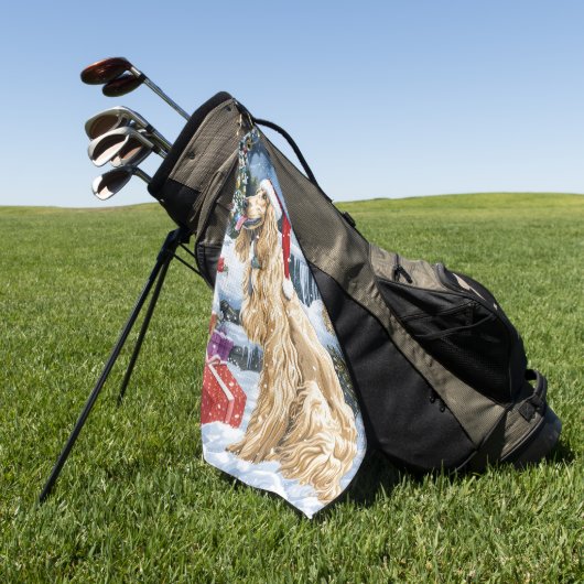 アフガンハウンド犬の冬ワンダーランドクリスマスジョイ ゴルフタオル (グリーン)