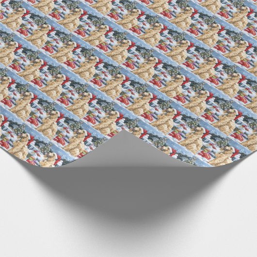 アフガンハウンド犬の冬ワンダーランドクリスマスジョイ ラッピングペーパー (角)