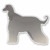 アフガンハウンド犬の品種サイドビューシルエット シール (正面)