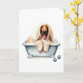 アフガンハウンド犬の折り返し挨拶 カード (黄色い花)