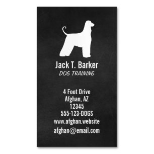 アフガンハウンド犬の毛のシルエット マグネット名刺