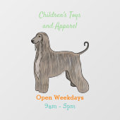 アフガンハウンド犬の漫画イラストレーション ウィンドウサイン (シート)