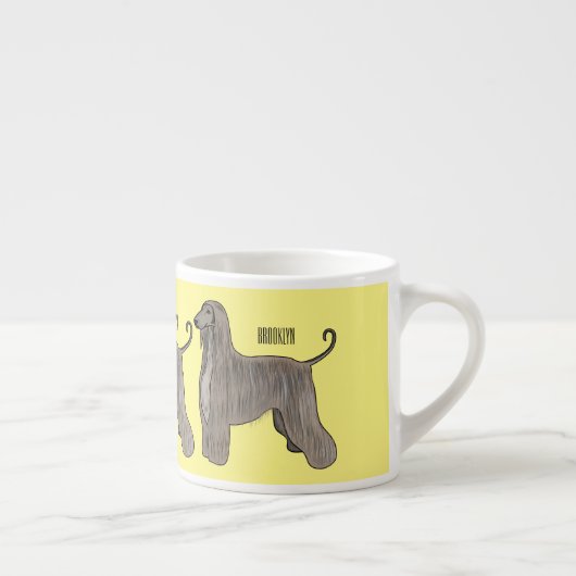 アフガンハウンド犬の漫画イラストレーション エスプレッソカップ (右)