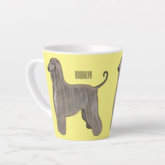 アフガンハウンド犬の漫画イラストレーション カフェラテマグ (左アングル)