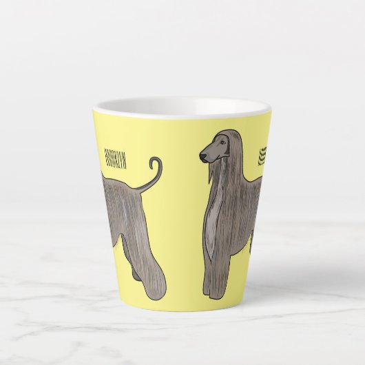 アフガンハウンド犬の漫画イラストレーション カフェラテマグ (正面)