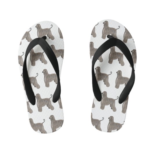 アフガンハウンド犬の漫画イラストレーション キッズビーチサンダル (フットベッド)