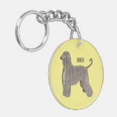 アフガンハウンド犬の漫画イラストレーション キーホルダー (正面左)