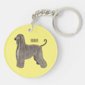 アフガンハウンド犬の漫画イラストレーション キーホルダー (裏面)