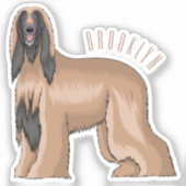 アフガンハウンド犬の漫画イラストレーション シール (正面)