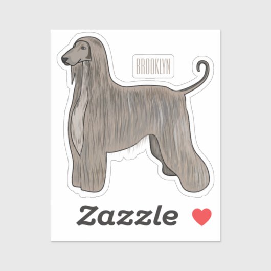 アフガンハウンド犬の漫画イラストレーション シール (シート)