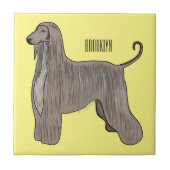 アフガンハウンド犬の漫画イラストレーション タイル (正面)