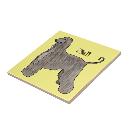 アフガンハウンド犬の漫画イラストレーション タイル (側面)