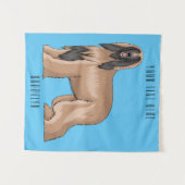 アフガンハウンド犬の漫画イラストレーション タペストリー (正面(横))