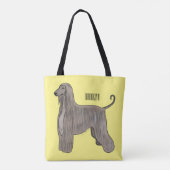 アフガンハウンド犬の漫画イラストレーション トートバッグ (裏面)