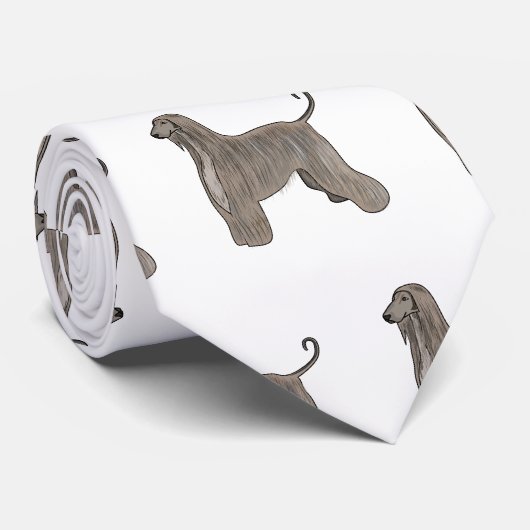 アフガンハウンド犬の漫画イラストレーション ネクタイ (ロール)