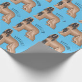 アフガンハウンド犬の漫画イラストレーション ラッピングペーパー (角)