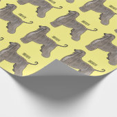 アフガンハウンド犬の漫画イラストレーション ラッピングペーパー (角)