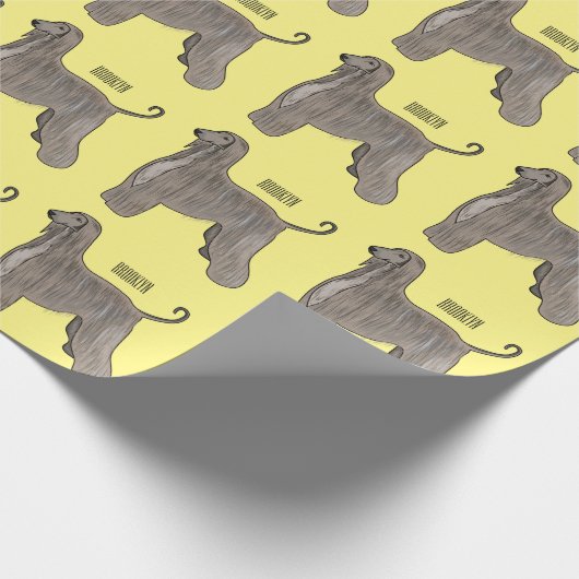 アフガンハウンド犬の漫画イラストレーション ラッピングペーパー (角)