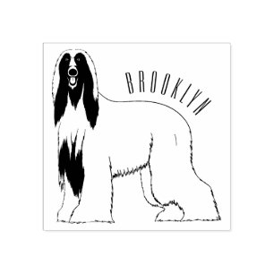 アフガンハウンド犬の漫画イラストレーション ラバースタンプ