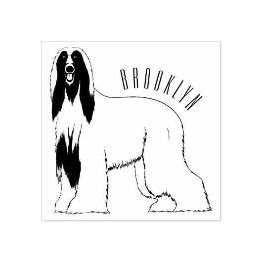 アフガンハウンド犬の漫画イラストレーション ラバースタンプ (インプリント)