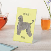 アフガンハウンド犬の漫画イラストレーション 台座サイン (インサイチュ)