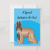 アフガンハウンド犬の漫画イラストレーション 招待状 (裏面)