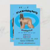 アフガンハウンド犬の漫画イラストレーション 招待状 (正面/裏面)