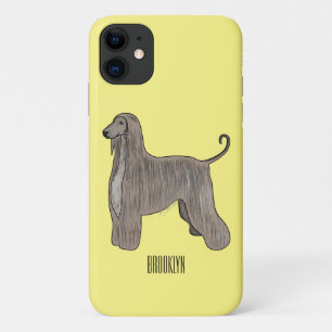 アフガンハウンド犬の漫画イラストレーション iPhone 11 ケース