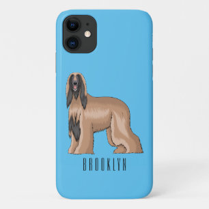 アフガンハウンド犬の漫画イラストレーション iPhone 11 ケース